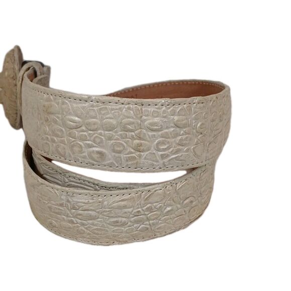 El General Aligator Belt embossed leather belt Ivory  Size 34 main image 6